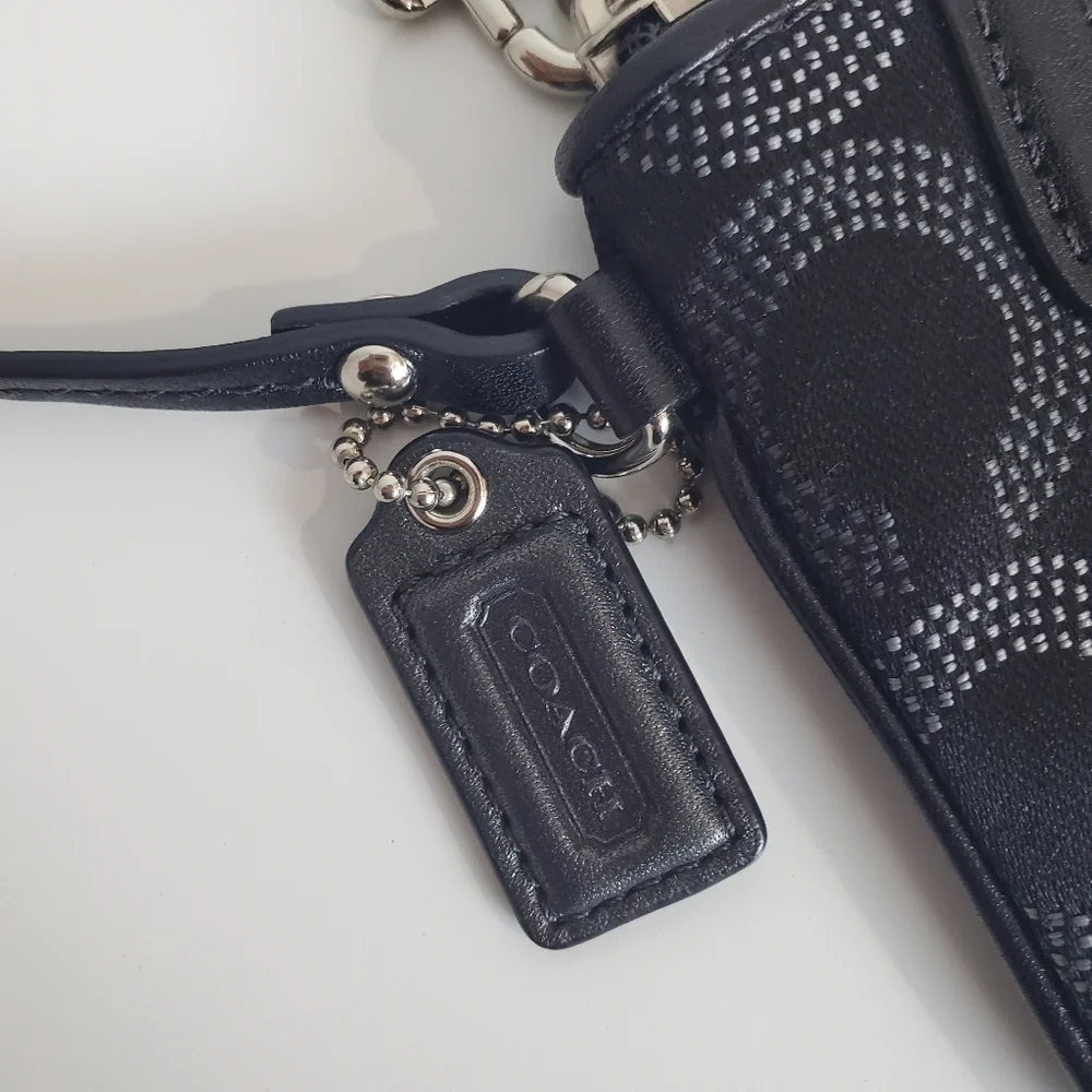 COACH Black Signature Wristlet Pouch